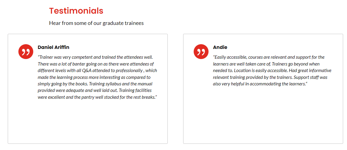 @ASK Training's Website Review Example