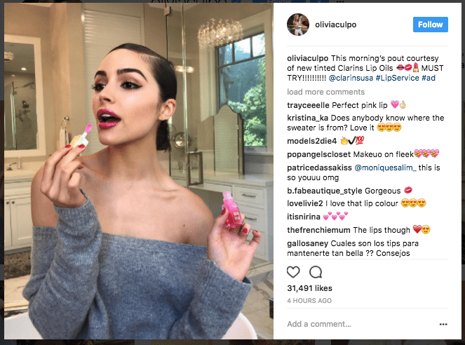 Example of product recommendations from influencer and fan interactions