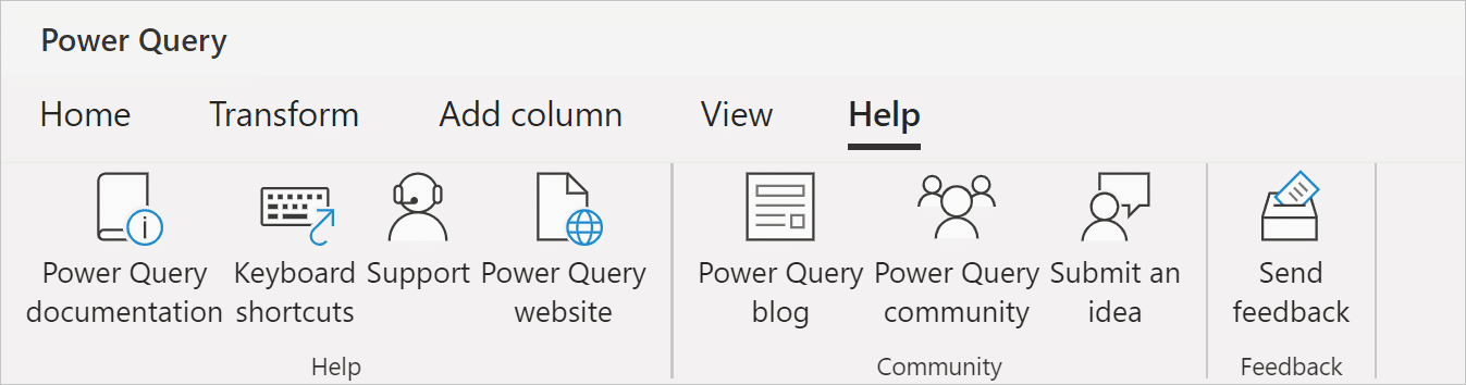 Power Query Help Tab