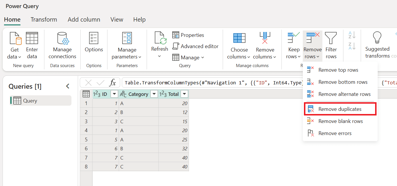 spotlight of remove duplicates setting