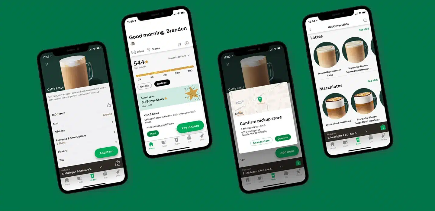 sample of Starbucks mobile app