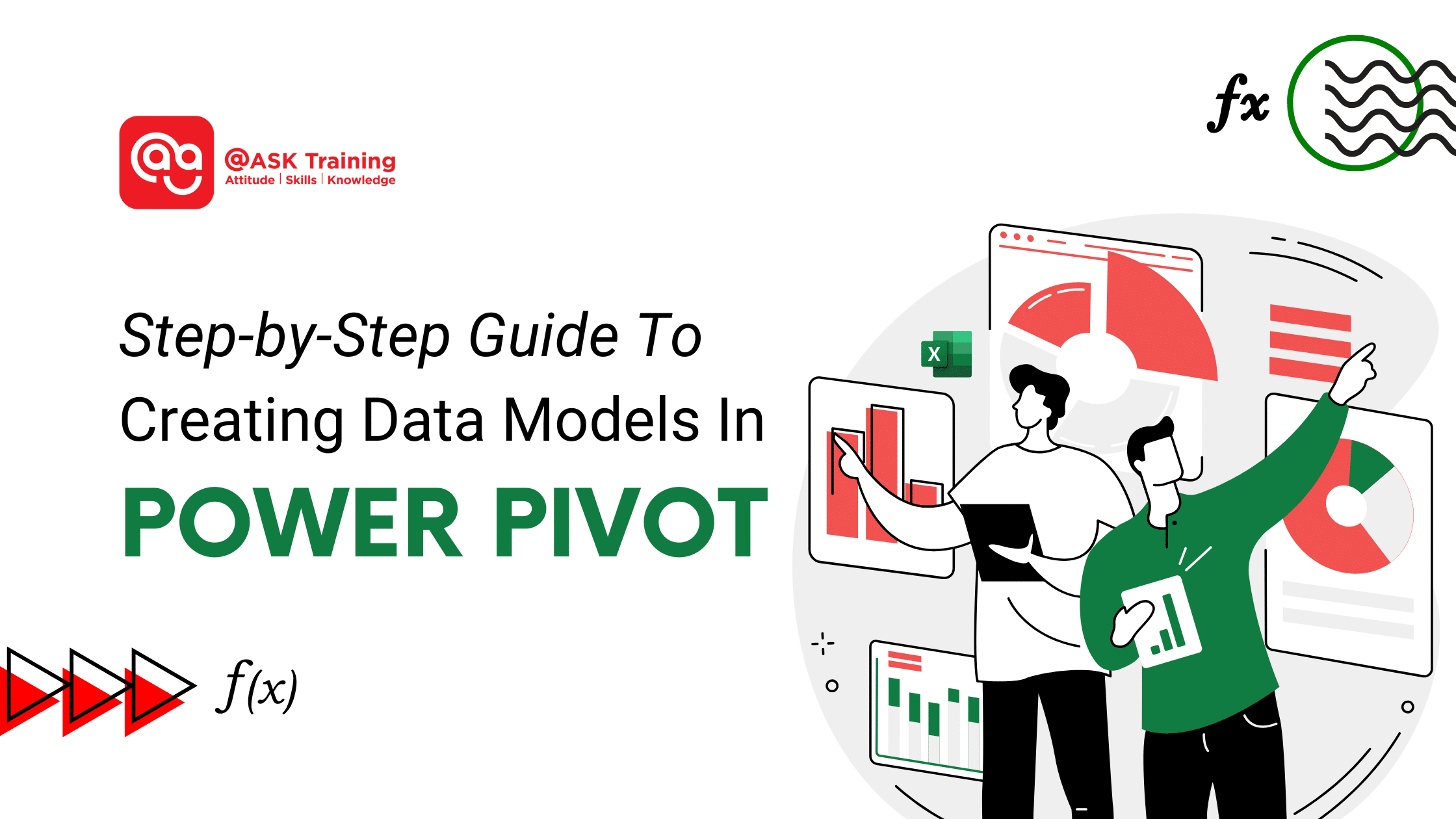 header image for creating data models in power pivot with human elements and microsoft excel logo