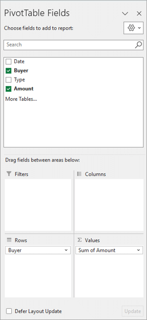 a screenshot of field list in pivot table for power pivot