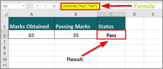 an example of excel basic use of if function