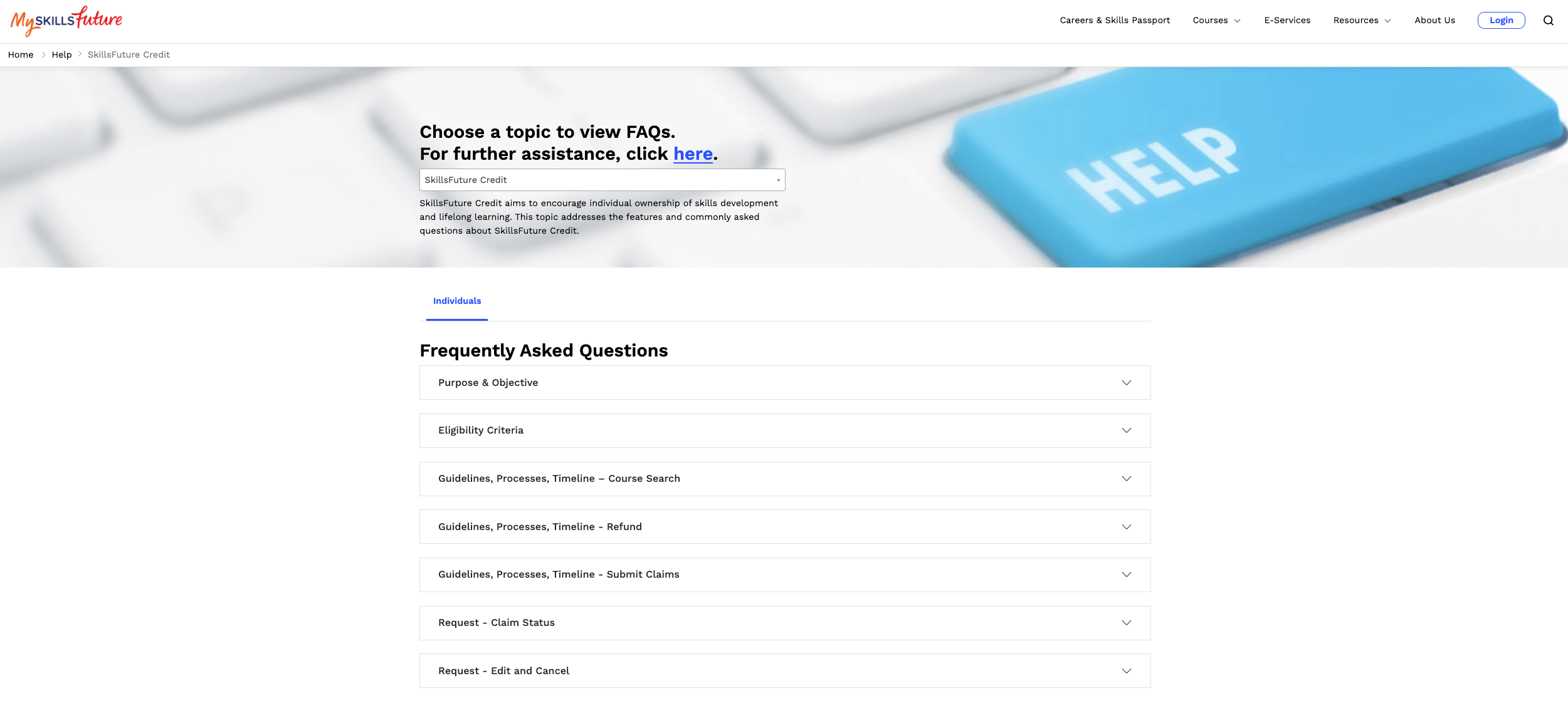 SkillsFuture Singapore FAQs webpage screenshot uploaded in September 2025
