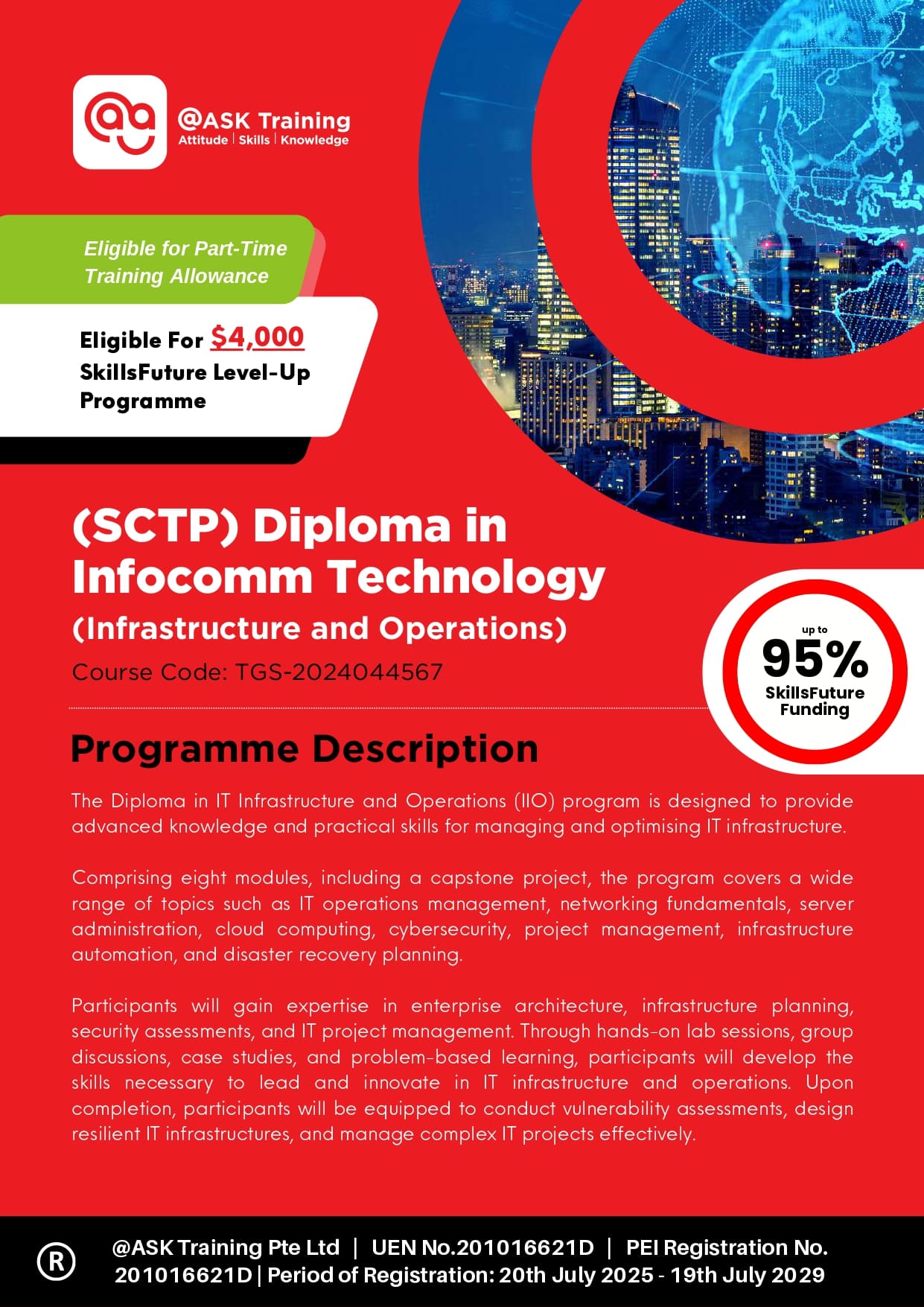 IT Course - Diploma in Infocomm Technology (Infrastructure and Operations) Brochure Cover