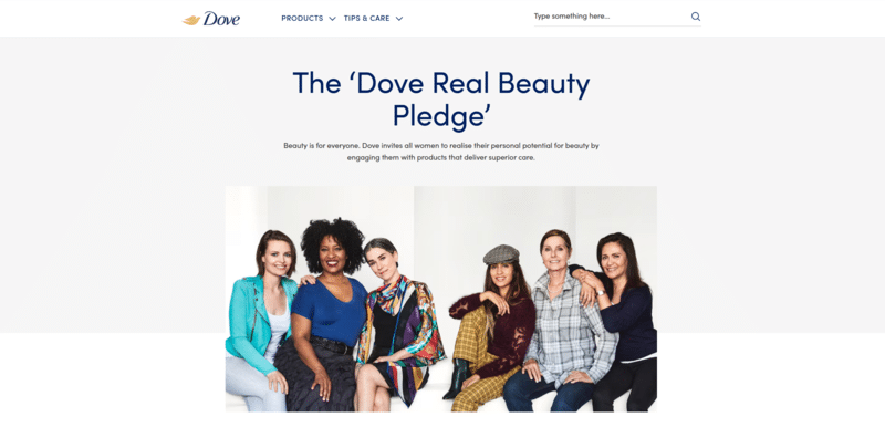 an image of dove's beauty campaign as example for brand storytelling