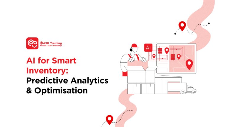 header banner of ai for smart inventory predictive analytics and optimisation with human elements and icons